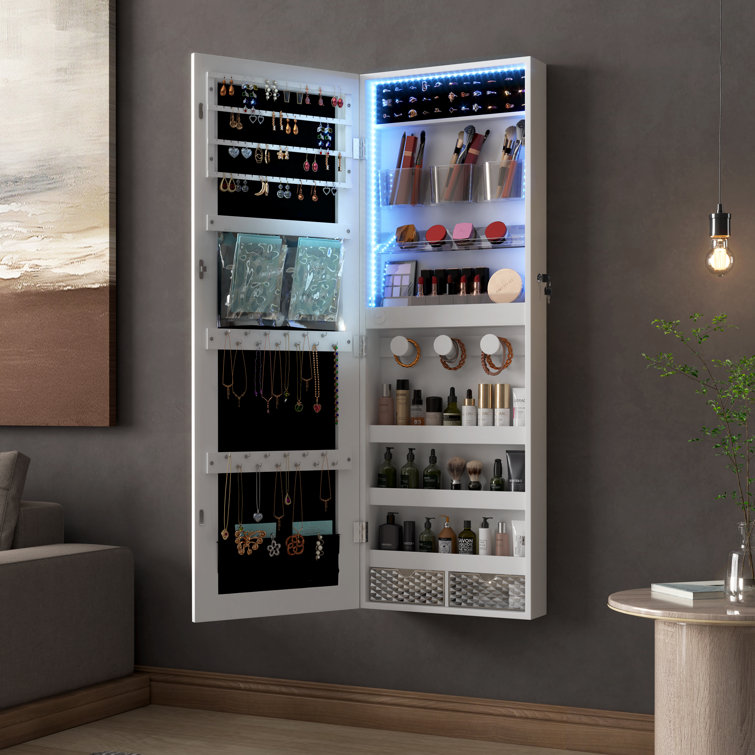 Wall Mounted Jewelry Armoire with Mirror